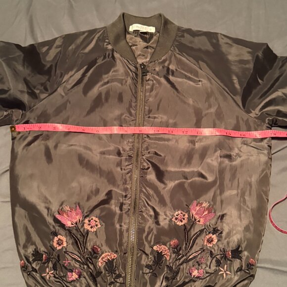 Love Fire Green Floral Embroidered Bomber Jacket Size XS - Picture 6 of 11